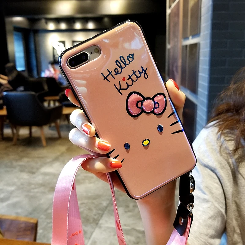 Чехол для iPhone 8 plus с милым рисунком котенка мягкий чехол X 6 S 6splus 7 + ремешок |