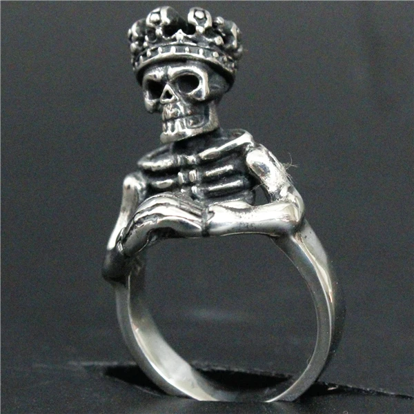 Кольцо с короной и черепом камнем из нержавеющей стали 316L|skull ring|ring with stonering women |