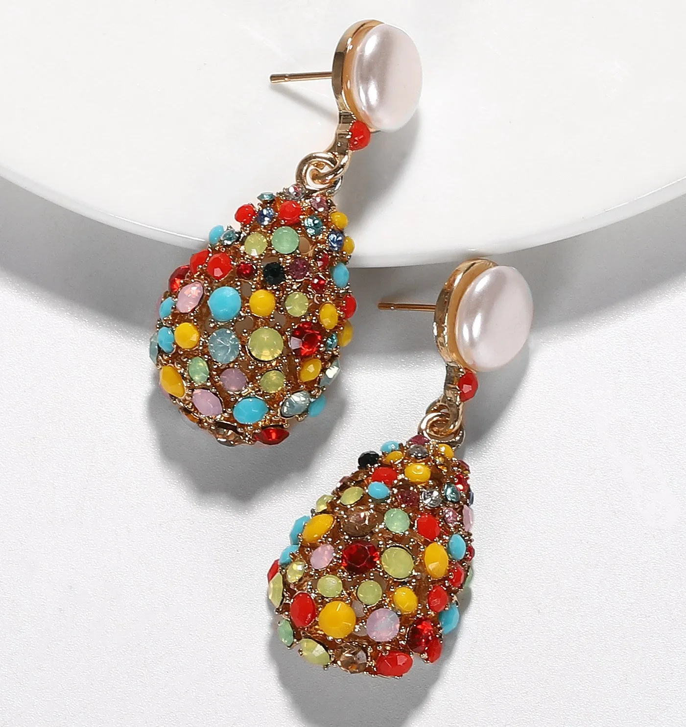 Ретро женские разноцветные водяные Стразы в виде Капли Серьги геометрический