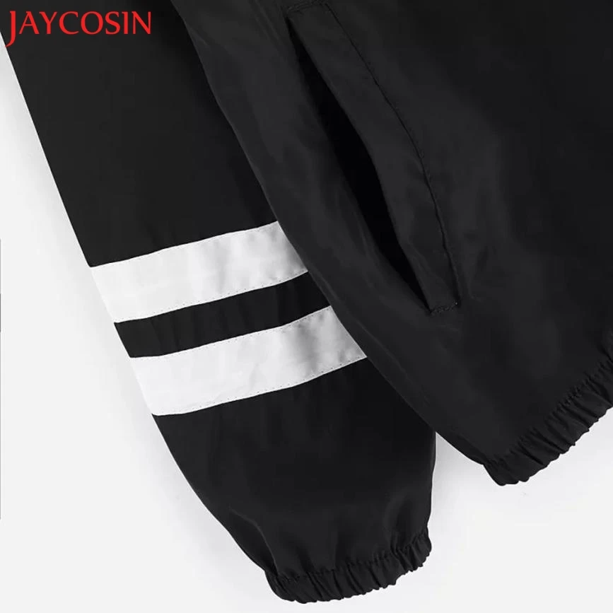 

JAYCOSIN Women Long Sleeve Patchwork Thin Skinsuits Hooded Zipper Pockets Coat Polyester z0801