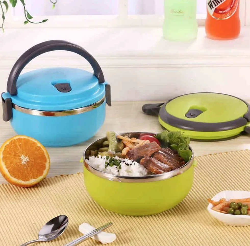 1-слойный Ланч-бокс Bento горячая Распродажа Круглый из нержавеющей стали для