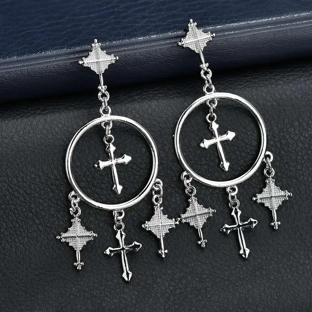 New Fashion Religionary Multiple Cross Dangle Earrings Jewelry Vintage Gold Color Chandelier Earring for Women Best Gift | Украшения и