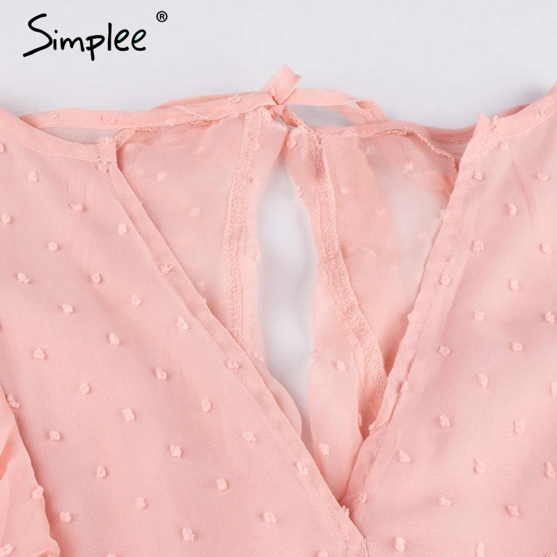 Женское платье в горошек Simplee длинное шифоновое большого размера с открытой