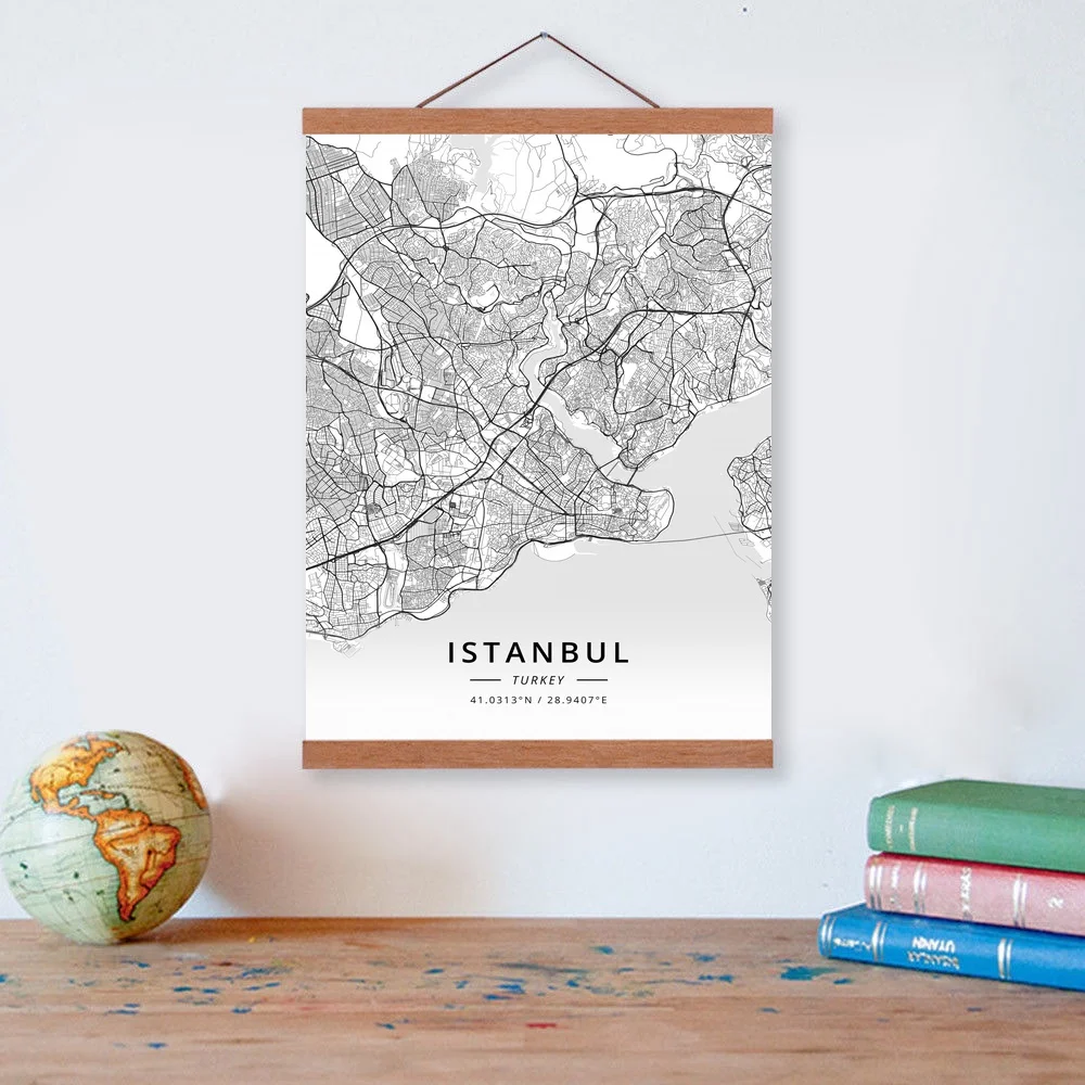 Деревянная холщовая картина с рамкой в стиле турецкого города тиснение на холсте