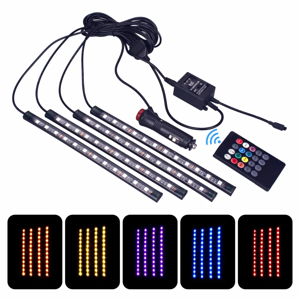 4 шт. Авто музыка Управление RGB Светодиодные ленты 12LED 5050 SMD голос гибкие