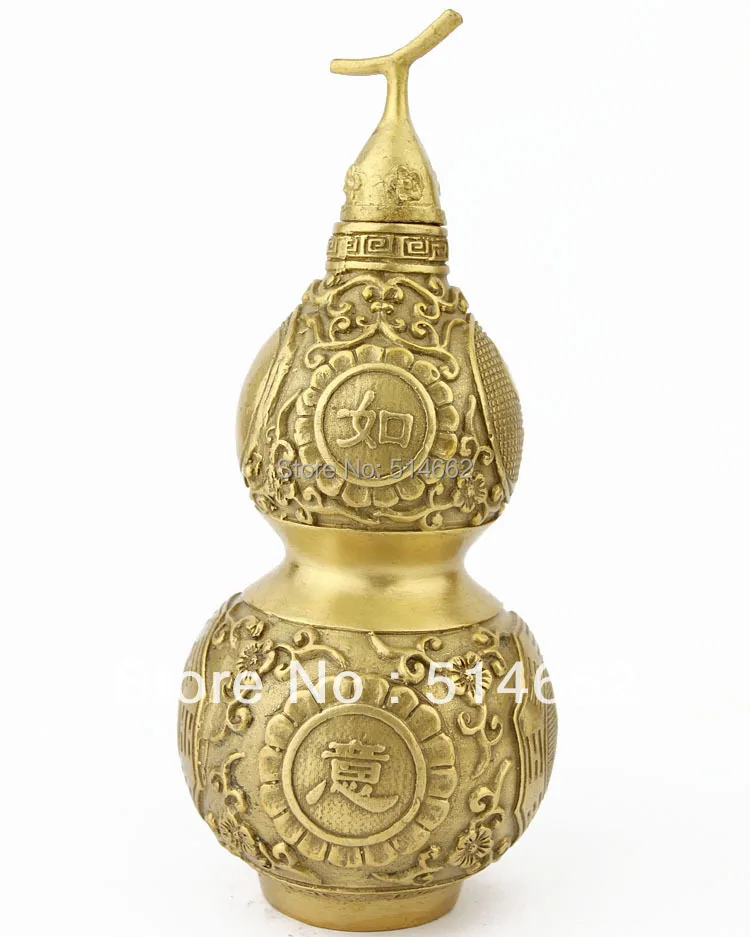 FENGSHUI 7 дюймовые латунные RU YI Ву Лу для здоровья скульптуры натуральная тыква