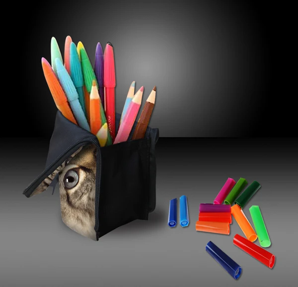 Милый чехол карандаш FORUDESIGNS с животными кошками косметичка из денима для макияжа