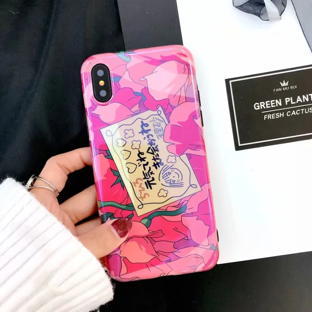 ORYKSZ чехол новый мультфильм цветы телефон для iphone X 6S 6 7 8 Plus Роскошные силиконовый |