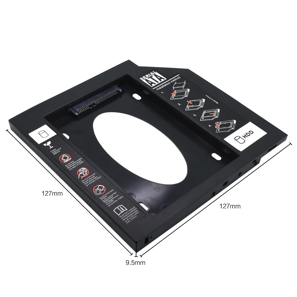 Популярный пластиковый жесткий диск TISHRIC Optibay второй 2nd hdd Caddy 9 5 мм SATA 3 0 для 2