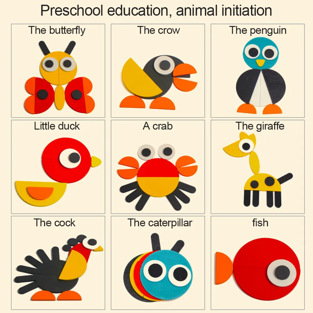 Деревянный пазл развивающая игрушка для детей обучающие игрушки пазлы животных