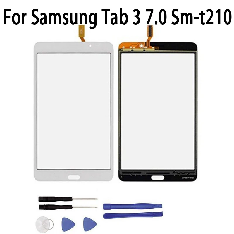 Сенсорный экран Экран Сенсор для samsung Tab 3 7,0 T211 T210 Сенсорный экран Стекло планшета с фронтальным сенсорным Панель Замена с наклейками инструмент