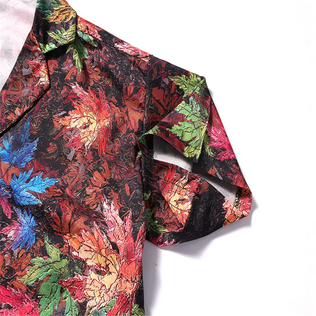 2019 новая стильная мужская летняя модная разноцветная рубашка с принтом листьев