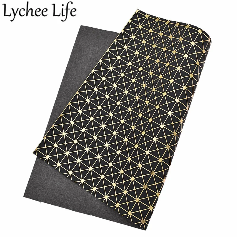 Кожаная ткань с тиснением Lychee Life A4 29x21 см клетчатая из искусственной кожи для