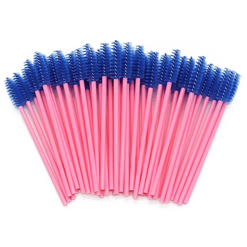 Pink To Blue Наращивание ресниц Макияж щеточки одноразовые кисти для бровей тушь палочка аппликатор для ресниц косметический набор кистей для ресниц 50 шт - Handle Color: Pink To Blue