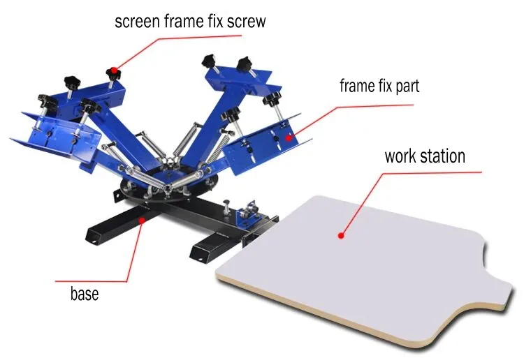 4 цвета 1 Станция трафаретная печатная машина принтер для футболки подушки