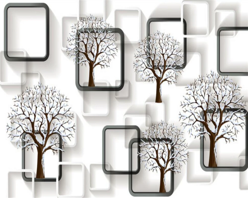 Фотообои Beibehang черно белые с сеткой и деревом 3D обои для гостиной фоновой стены