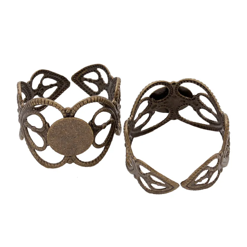 10 шт./лот Ювелирное кольцо винтажная бронзовая Кабошон камея основание стекло