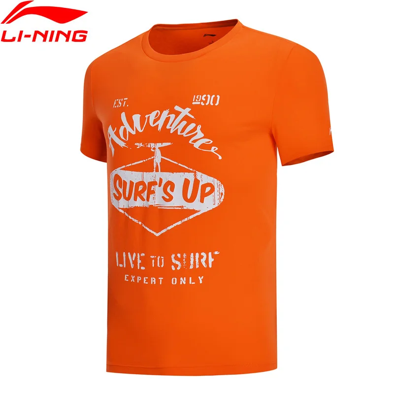 Li Ning Мужская Уличная серия футболка дышащая 91% хлопок 9% спандекс подкладка