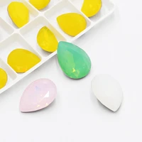 opal series fancy teardrop crystal rhinestone applique glass crystal stone embroidery clothes accessories stones for diy wedding