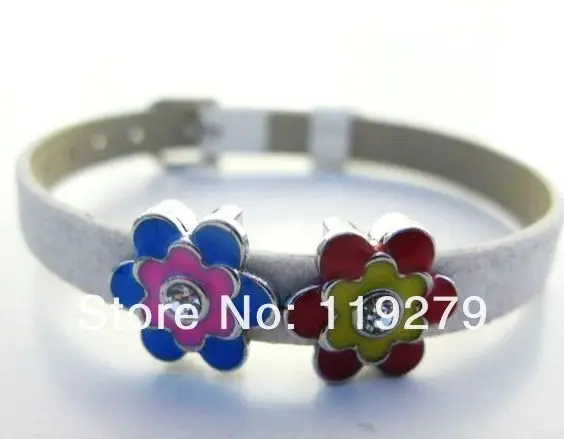 20pcs 8mm zinc alloy with one piece of rhinestone DIY Flower mix colors Slide Charms Fit to Pet Collars and Wristbands Belts | Украшения и