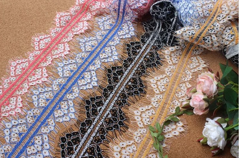 6 м/лот Цвета Ресницы кружевная отделка цветок красный черный желтый синий ткань