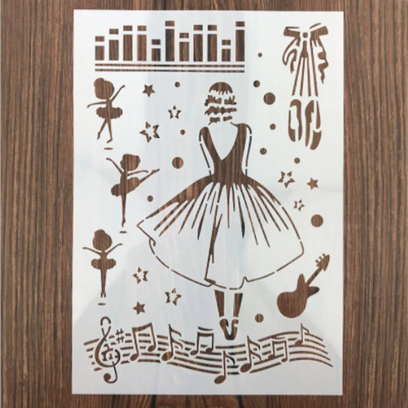 1 шт. многоразовый трафарет в форме музыкальной балерины|Трафареты| |