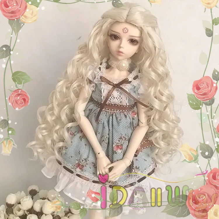 Бесплатная доставка настраиваемый блонд длинный глубокий курчавый BJD кукольный