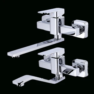 Новый стиль, квадратный латунный кухонный смеситель, настенный смеситель с двумя отверстиями