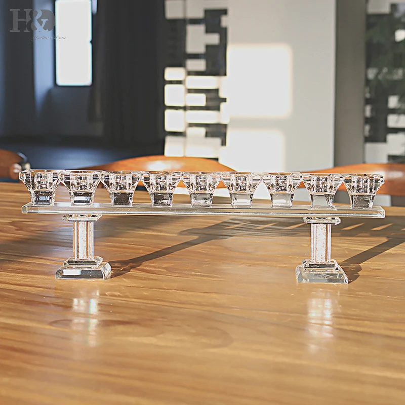 H& D хрустальные Hanukkah Menorah/хрустальные подсвечники с 9 светильник канделябры для дома свадебный обеденный, декоративный журнальный столик