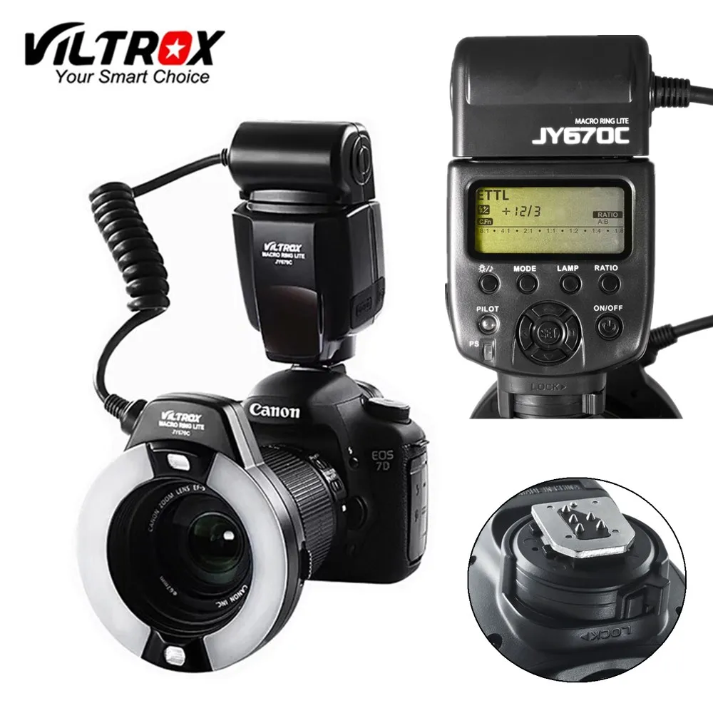 Viltrox JY 670C DSLR Камера фото светодио дный кольцо вспышка для макросъемки TTL Speedlite свет