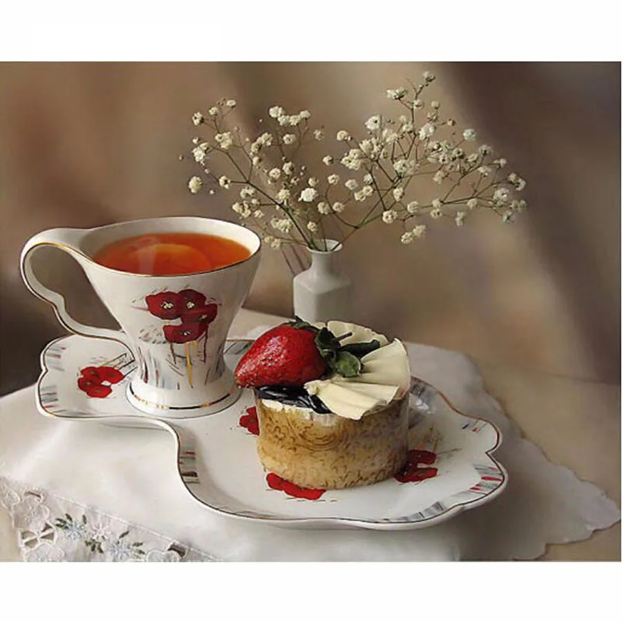 5D DIY Алмазная картина цветок вышивка крестиком кофе и торт Послеобеденный чай
