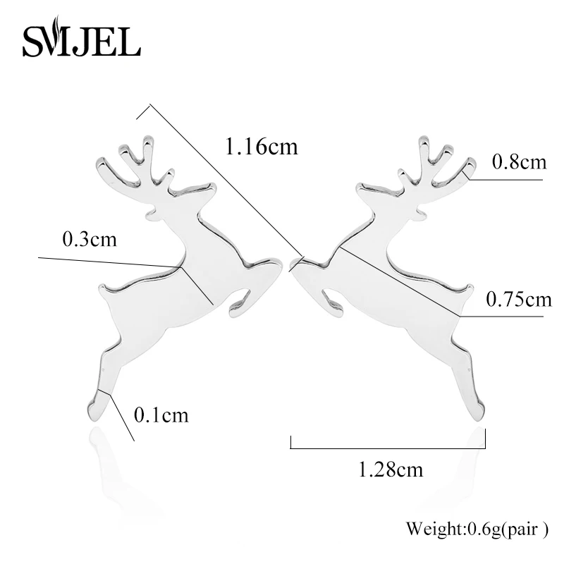 Smjel модный бег серьги-гвоздики в виде оленя для женщин Милый лось животное Pendientes ушные сережки рождественские подарки Bijoux S174