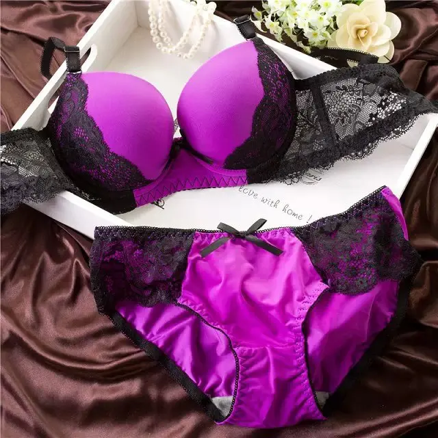 2015 New sexy lace embroidery bow sweet girl underwear sets cup fashion women Bra | Женская одежда