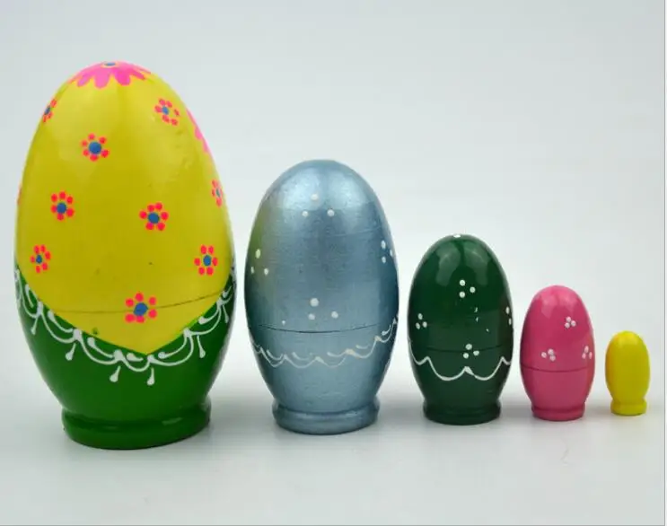 5pcs Wooden Matryoshka Doll Hand Painted Craft Kids Russian Nesting Dolls Braid Cartoon Traditional | Игрушки и хобби