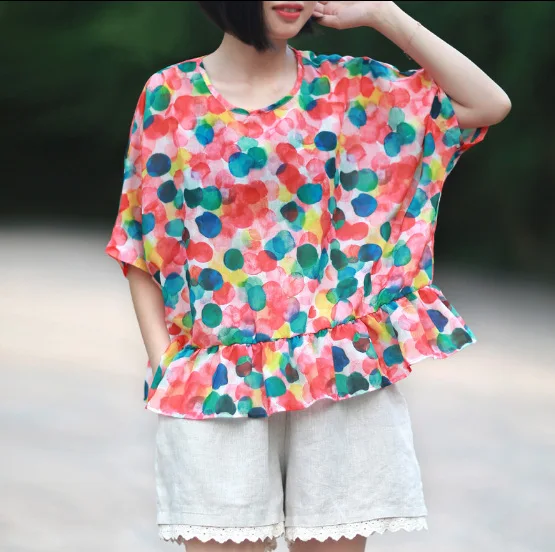 Летняя футболка Для женщин Ретро свободные Повседневное Новинка футболки с