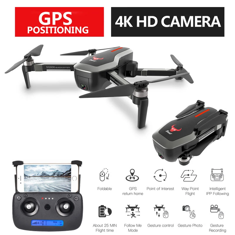 SG906 Профессиональный GPS 5G WiFi FPV складной Дрон с камерой 4K бесщеточный