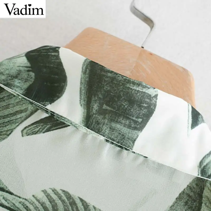 Vadim women elegant print blouse turn down collar long sleeve transparent irregular shirts female stylish chic tops blusas LB231 |