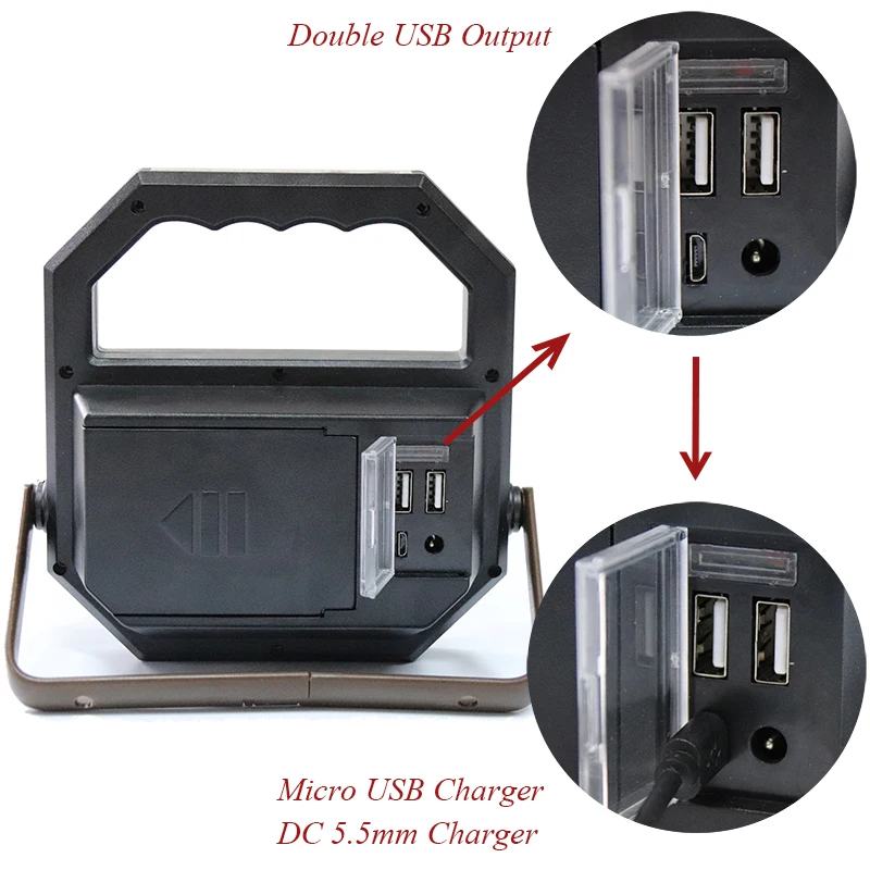 COB Светодиодный фонарь, Рабочий фонарь, портативный фонарь, зарядка через usb, с крючком, Мобильный Внешний аккумулятор для наружного фонаря