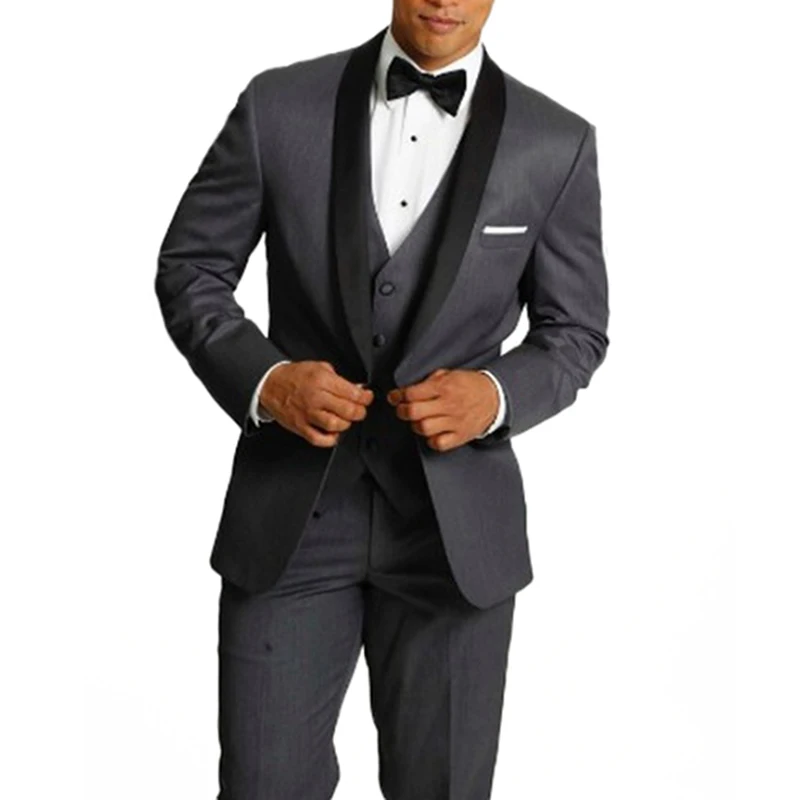 Мужские Формальные 3 предмета костюм Жених приталенные Смокинги шаль нагрудные
