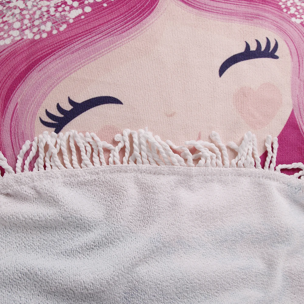 

Miracille Cartoon Mermaid Microfiber Towel Large Round Beach Towel for Adults Kids Summer Toalla Tassel Blanket Tapestry 150cm