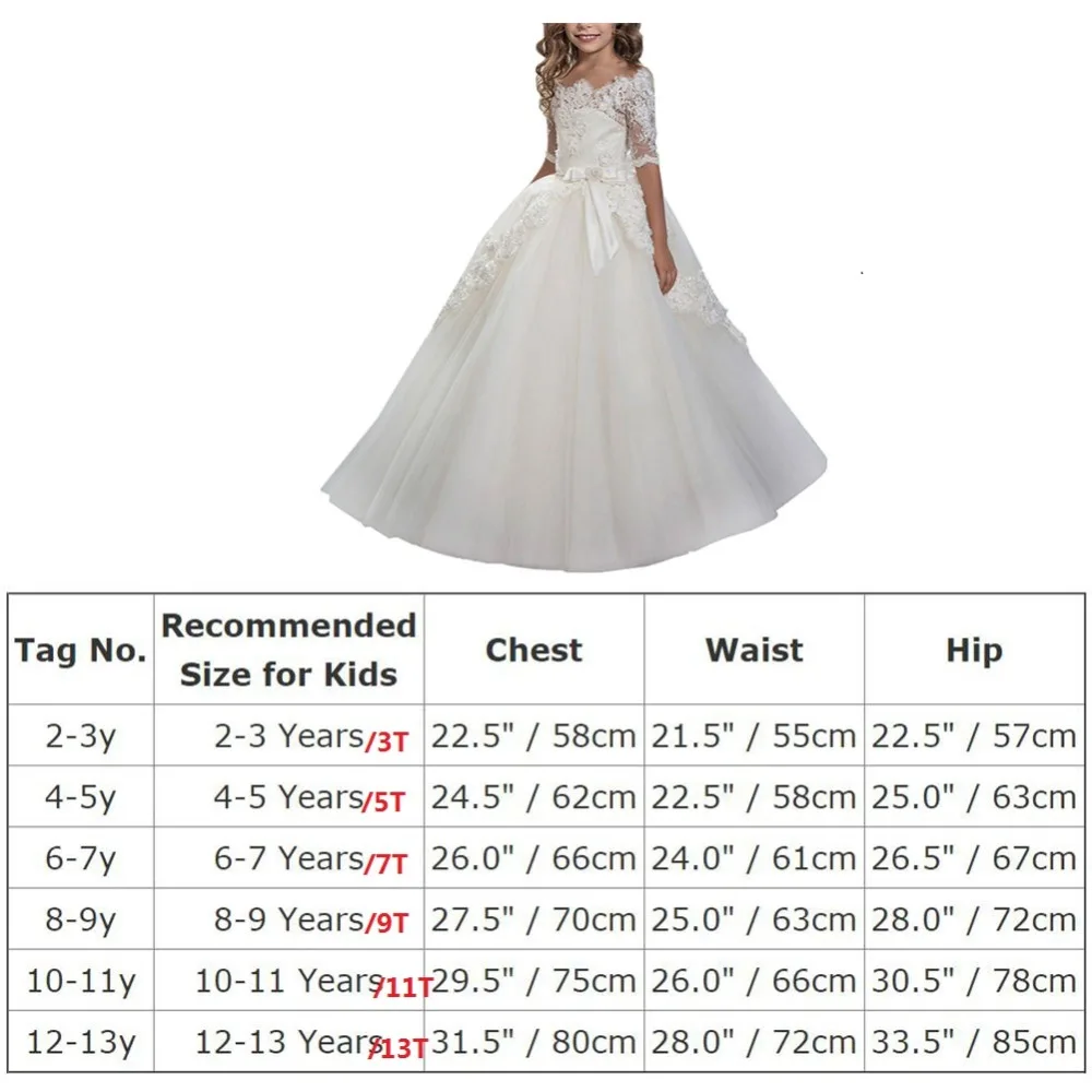 

2019 Off Shoulder Lace Tulle Ball Gown Princess Dress Flower Girls Wedding Bridesmaid Dress for Kids Birthday Party Girls Dress