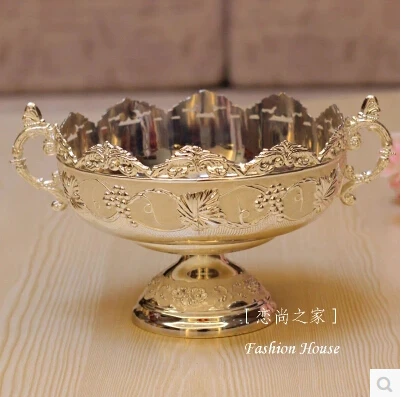 

high quality silver&white luxury fashion home ktv fruit plate decoration candy plate dish European style storage tray SG017