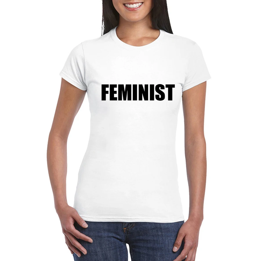 

Loose T shirts Women FEMINIST Print T-shirt Tee Cotton Tops Shirt Black Hot Sales t Shirt For Lady Girl Top