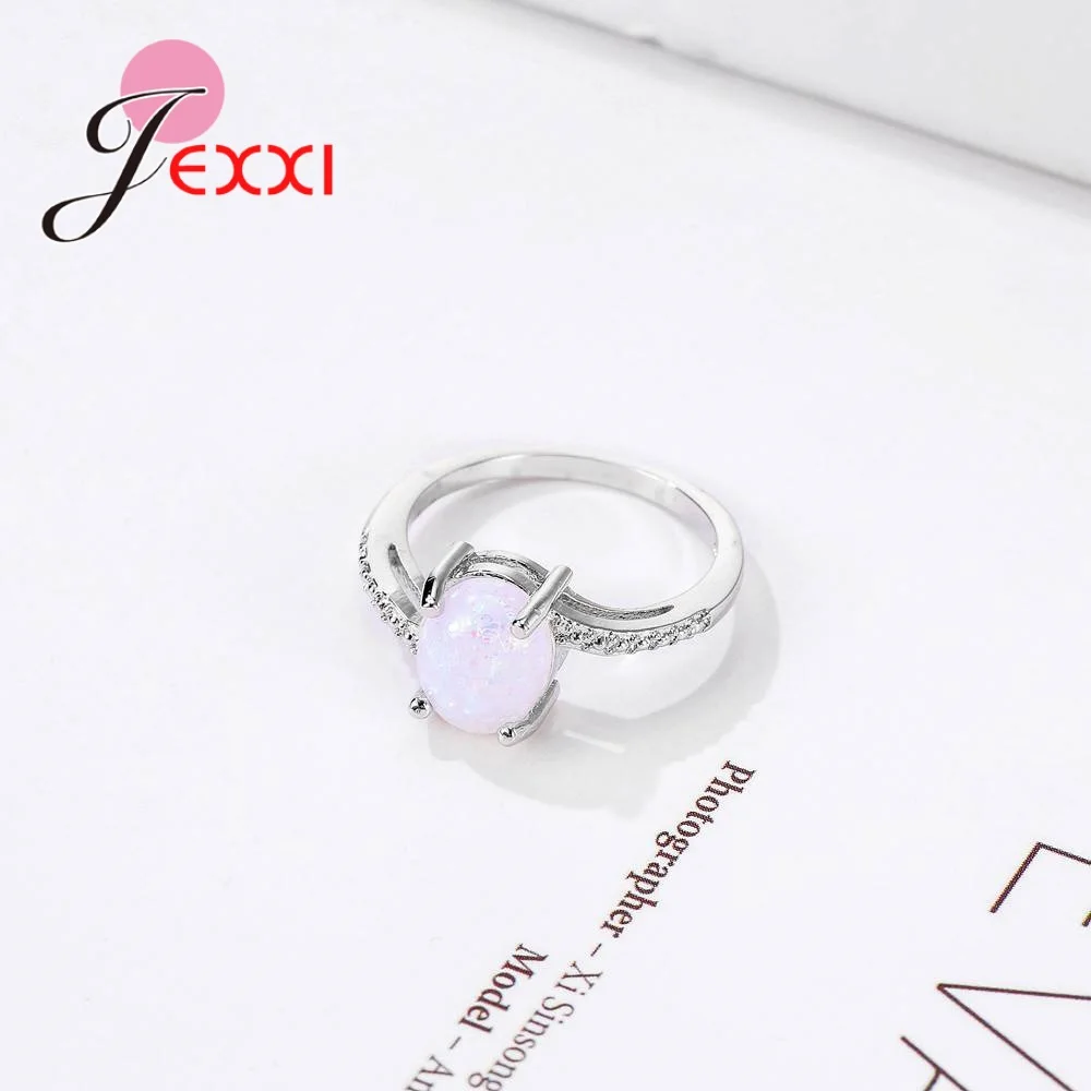 Created Oval White Fire Opal 925 Sterling Silver Wholesale Finger Rings For Women Wedding Fashion Jewelry Gift Anel | Украшения и