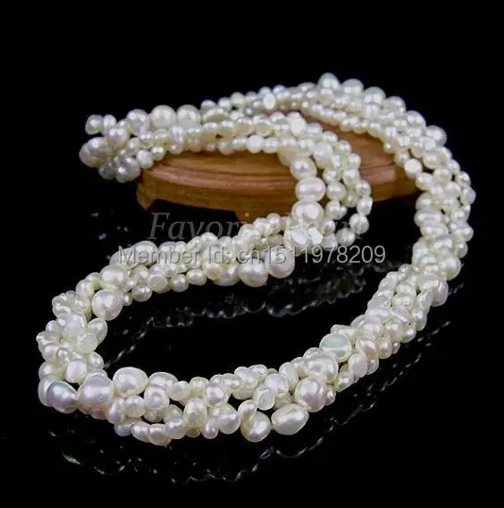 

Ожерелье из жемчуга, 4 нити, 4-5 мм и 7-8 мм, белого цвета, ожерелье из натурального пресноводного жемчуга, бесплатная доставка
