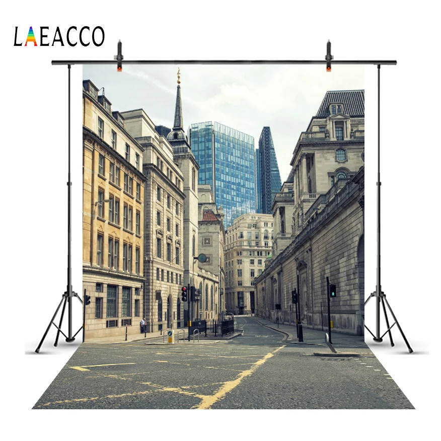 

Фон для фотосъемки Laeacco с изображением городской улицы светофора сцены