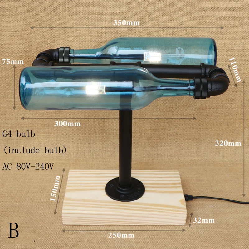 Современный изогнутый стеклянный абажур бутылка Настольный светильник включает