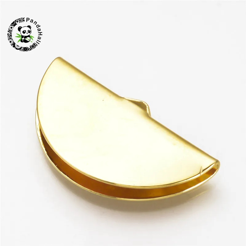 

200pcs Half Round Brass Ribbon Ends for Jewelry Making 15.5x28x3mm Hole: 1mm