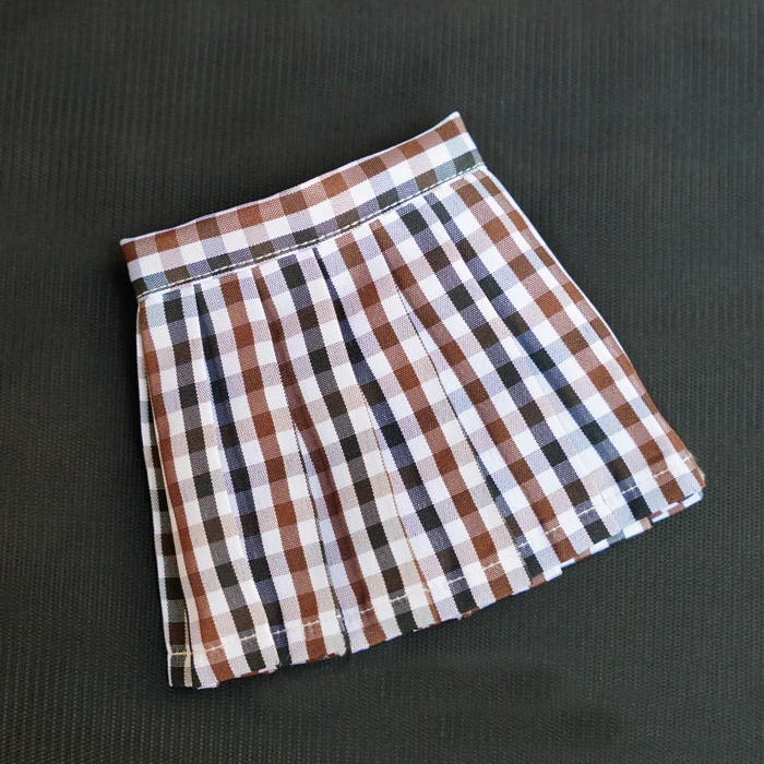 

D01-P151 children handmade toy 1/3 1/4 Doll Accessories BJD/SD doll brown checkered skirt 1pcs