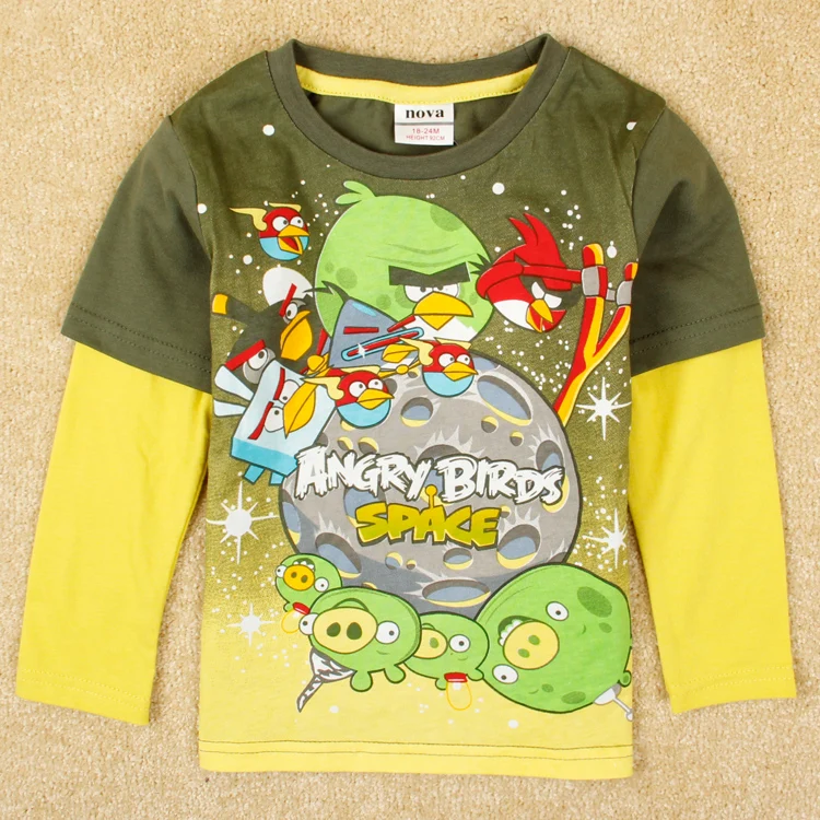 2016 boys clothes cartoon bird printing children t shirts clothing kids clothes boys t-shirt tops Tees 